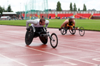 Wheelchair 400 metres, Ross Low (Scotland) and number 501 no name, Gateshead Tartan Games